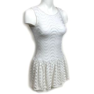 BEBE Sweet Drop Waist White Eyelet Lace Dress